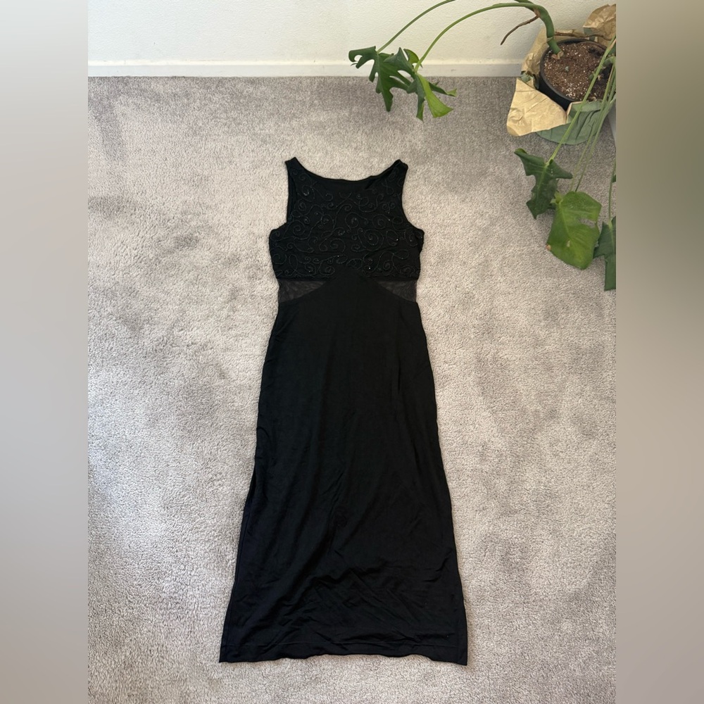 VINTAGE 90S Y2K ALL THAT JAZZ SLINKY CUT OUT MAXI DRESS